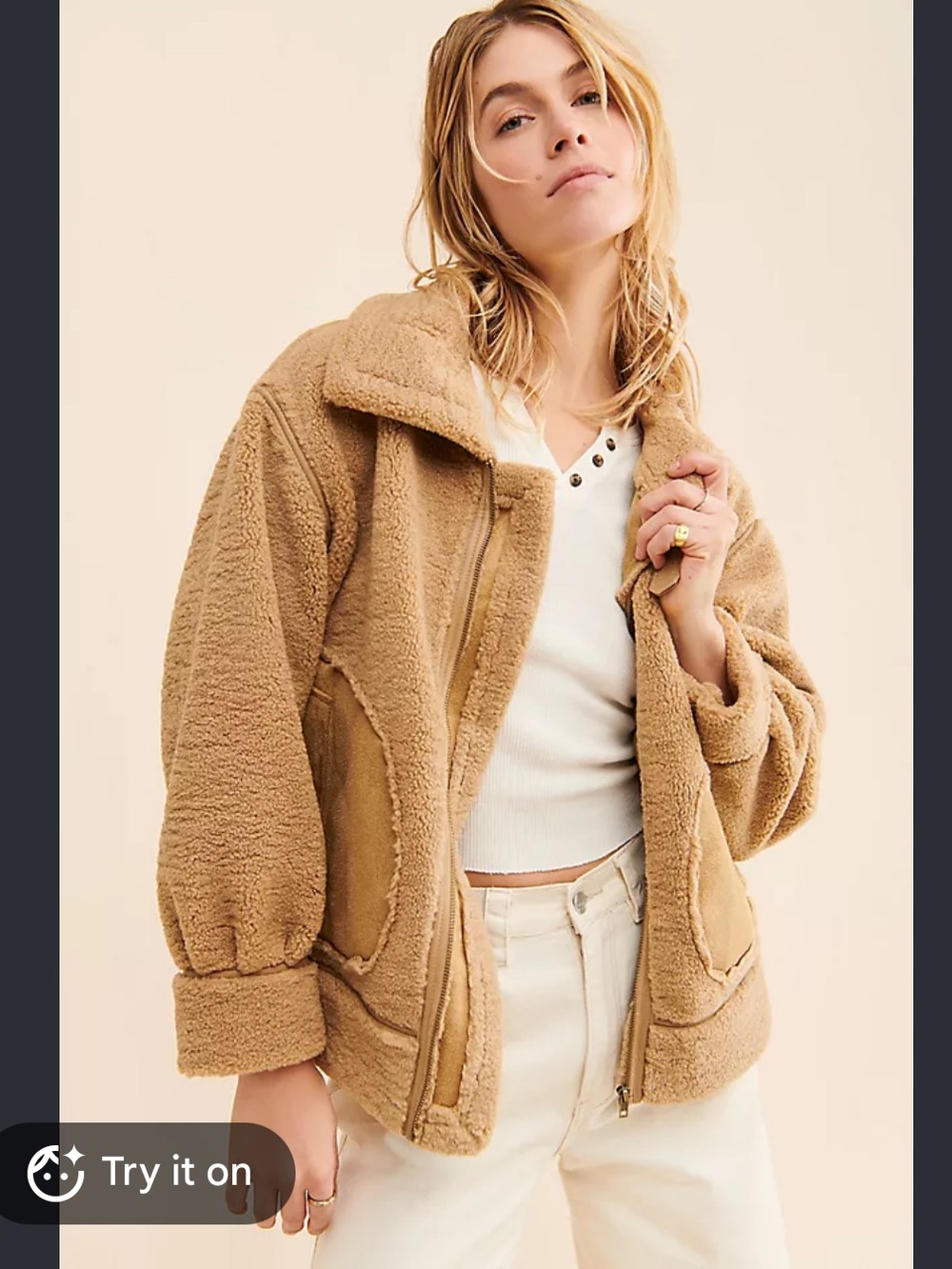 La Biz | Anthropologie Relaxed Sherpa Moto Jacket soft and cozy size small